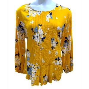 Old Navy Floral Yellow Blouse X-Large